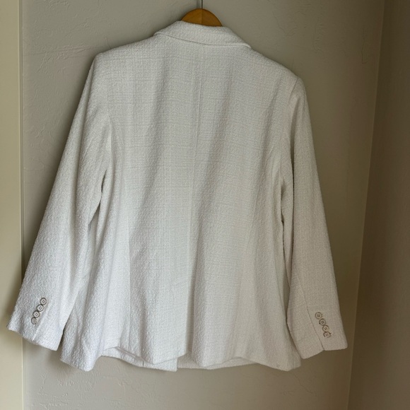 Liz Claiborne Womens White Wool Blend Tweed Double Breasted Jacket Size 20W NWT - Picture 12 of 13